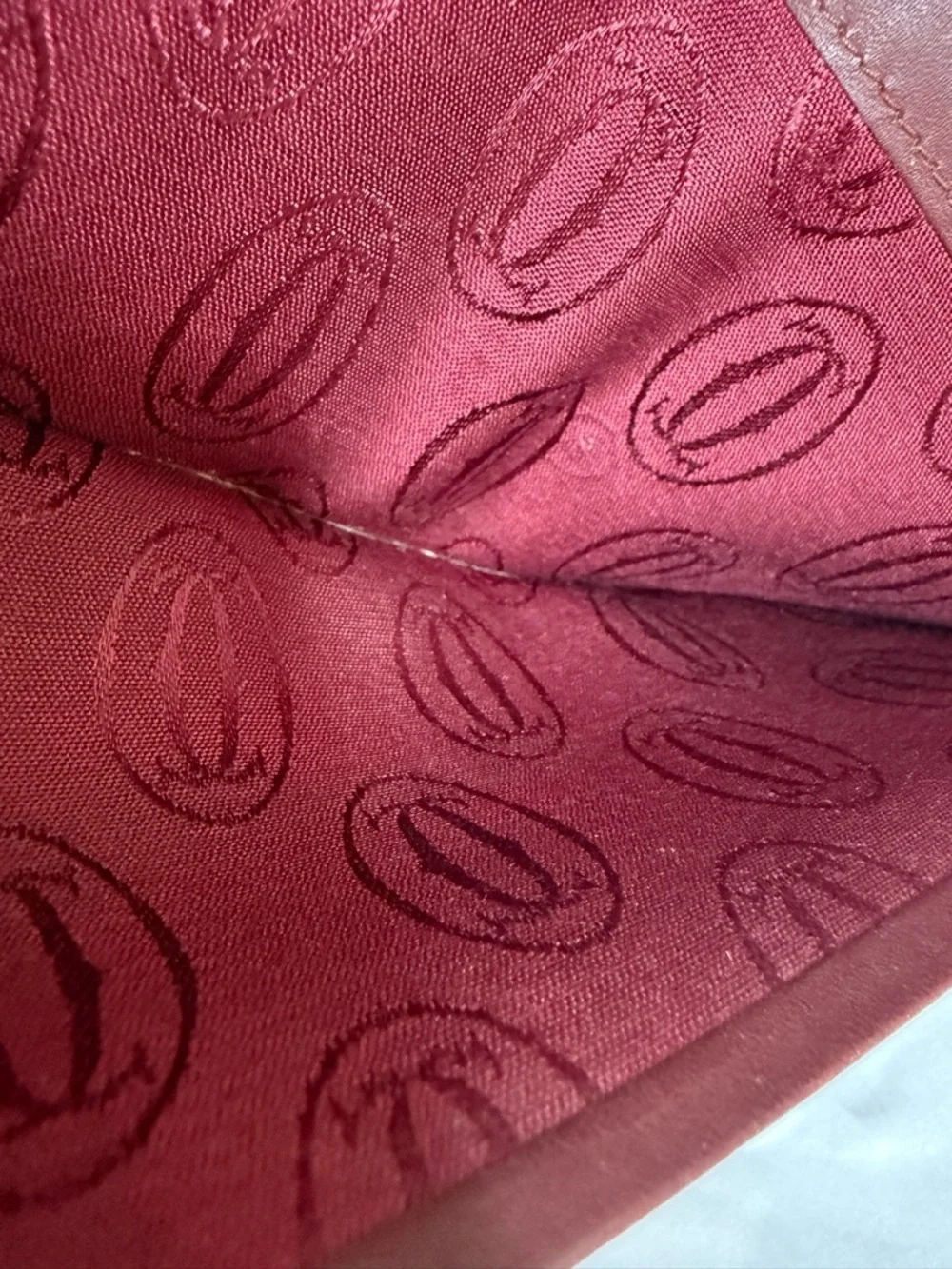 Cartier Must de Cartier Burgundy Leather Long Wallet Gold-tone Corners
